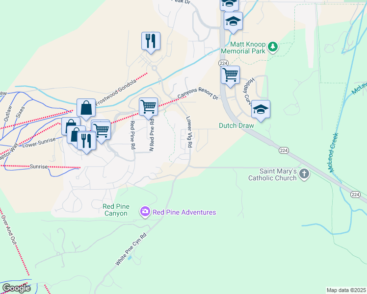 map of restaurants, bars, coffee shops, grocery stores, and more near 3724 Blackstone Drive in Park City