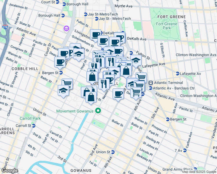 map of restaurants, bars, coffee shops, grocery stores, and more near in Brooklyn