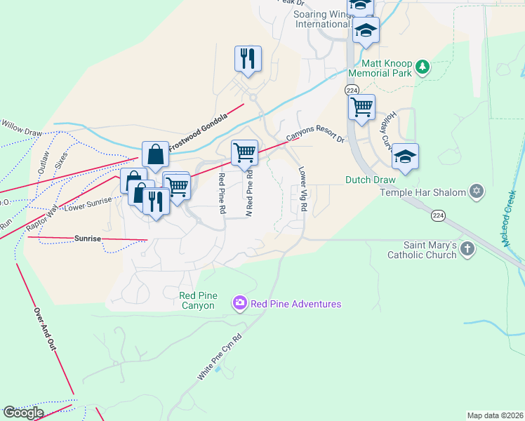 map of restaurants, bars, coffee shops, grocery stores, and more near 2025 Canyons Resort Drive in Park City