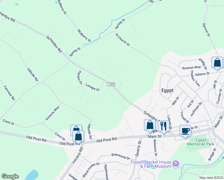 map of restaurants, bars, coffee shops, grocery stores, and more near 4299 Abigail Lane in Egypt