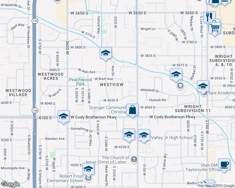 map of restaurants, bars, coffee shops, grocery stores, and more near 3997 Enterado Circle in West Valley City