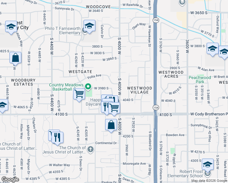 map of restaurants, bars, coffee shops, grocery stores, and more near 3994 4000 West in West Valley City