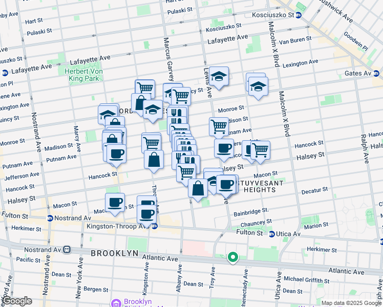 map of restaurants, bars, coffee shops, grocery stores, and more near in Brooklyn