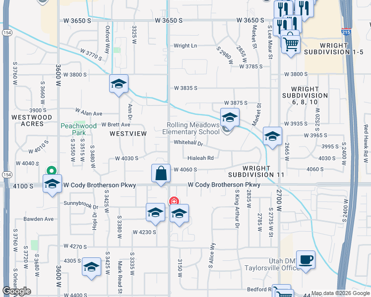 map of restaurants, bars, coffee shops, grocery stores, and more near 4005 Hialeah Road in West Valley City