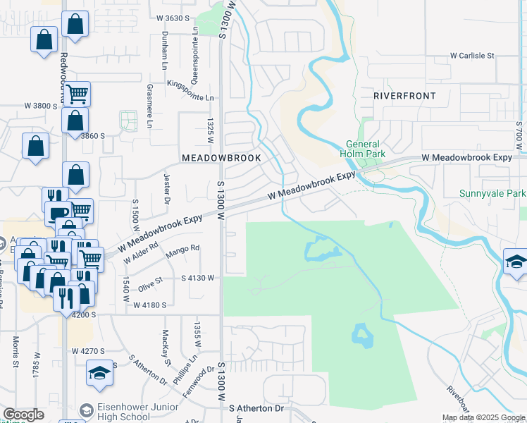 map of restaurants, bars, coffee shops, grocery stores, and more near 32 Clubhouse Drive in Taylorsville