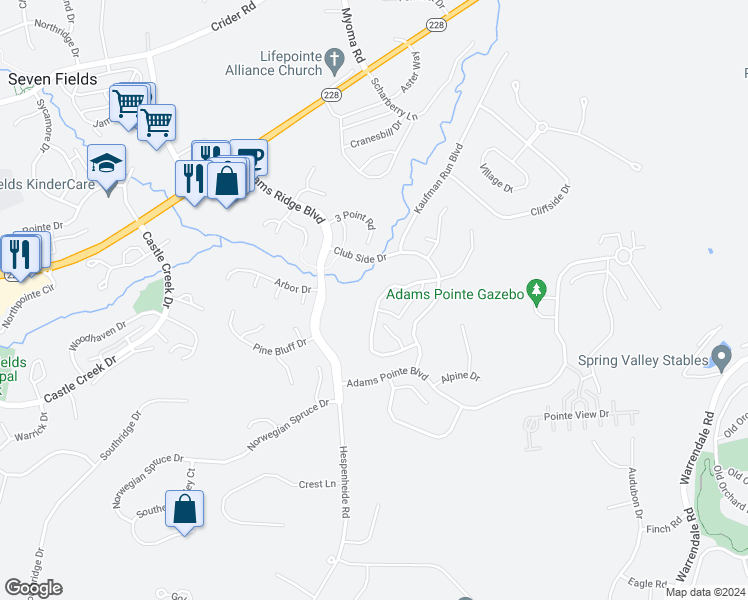 map of restaurants, bars, coffee shops, grocery stores, and more near 81302 Lost Valley Drive in Mars