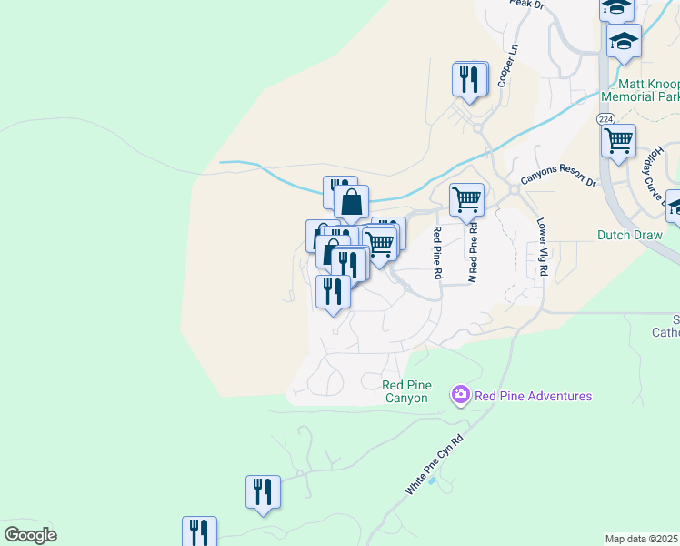 map of restaurants, bars, coffee shops, grocery stores, and more near 3720 North Sundial Court in Park City