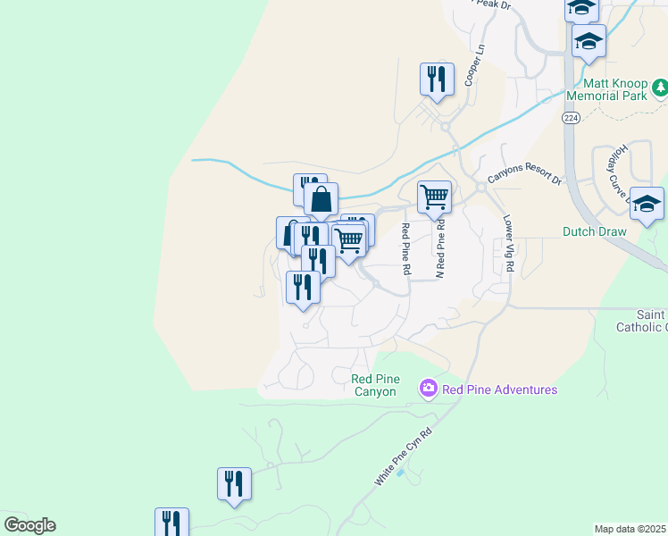 map of restaurants, bars, coffee shops, grocery stores, and more near 3000 Canyons Resort Drive in Park City