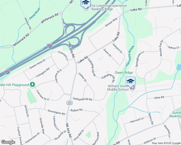 map of restaurants, bars, coffee shops, grocery stores, and more near 29 Galloping Hill Road in Bernards
