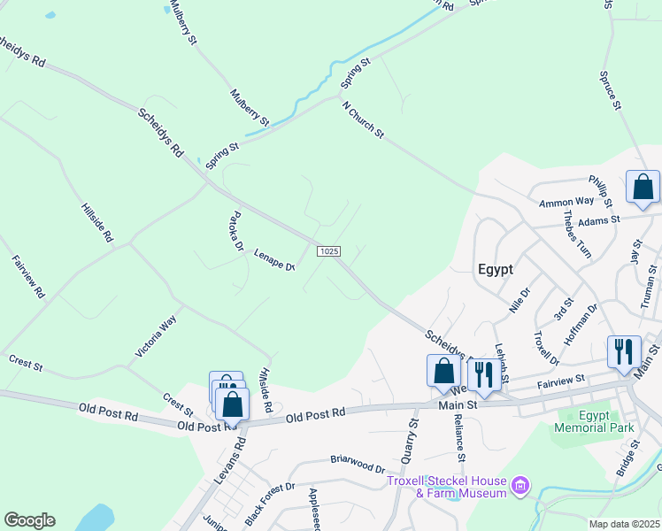map of restaurants, bars, coffee shops, grocery stores, and more near 4299 Abigail Lane in Egypt