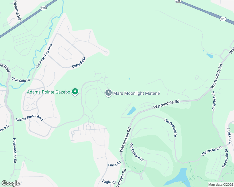 map of restaurants, bars, coffee shops, grocery stores, and more near 248 Adams Pointe Boulevard in Mars