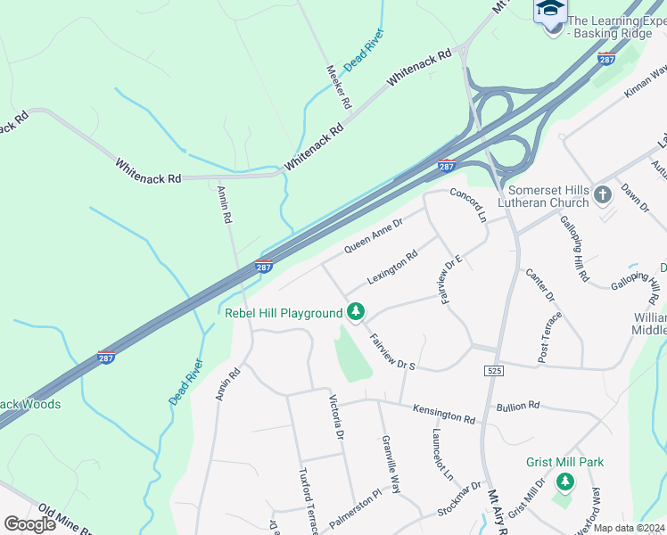 map of restaurants, bars, coffee shops, grocery stores, and more near 58 Queen Anne Drive in Bernards