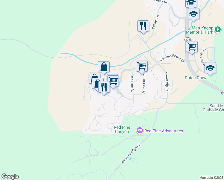 map of restaurants, bars, coffee shops, grocery stores, and more near 3000 Canyons Resort Drive in Park City