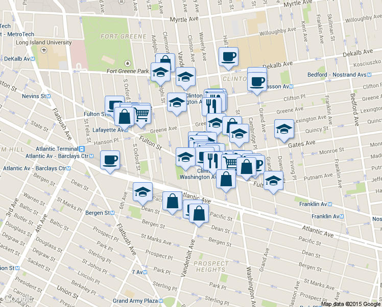 map of restaurants, bars, coffee shops, grocery stores, and more near in Brooklyn