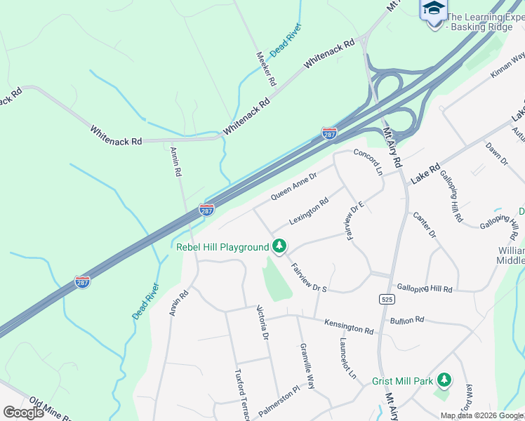 map of restaurants, bars, coffee shops, grocery stores, and more near 58 Queen Anne Drive in Basking Ridge