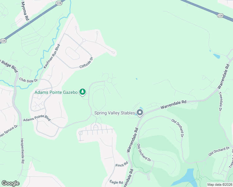 map of restaurants, bars, coffee shops, grocery stores, and more near 227 Adams Pointe Boulevard in Mars