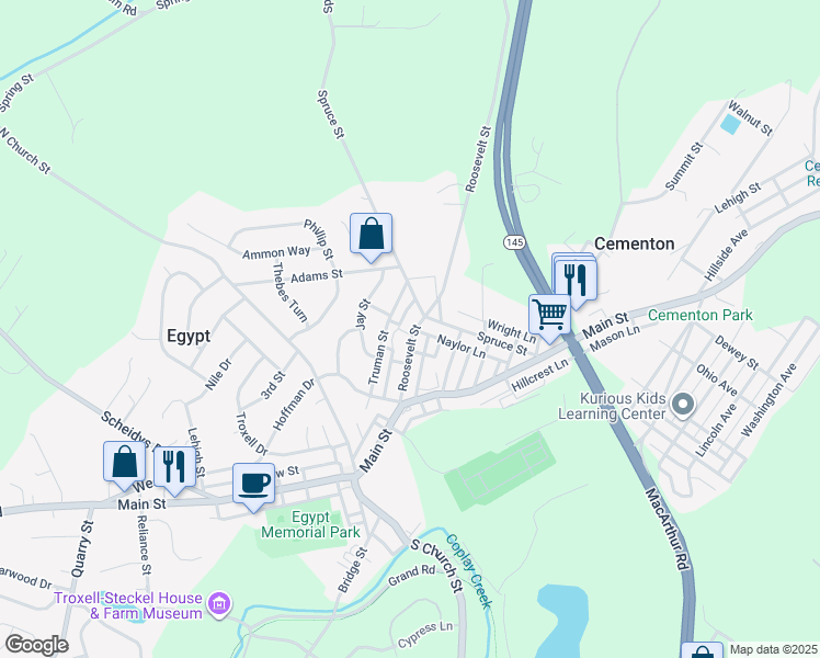 map of restaurants, bars, coffee shops, grocery stores, and more near 4172 Roosevelt Street in Egypt