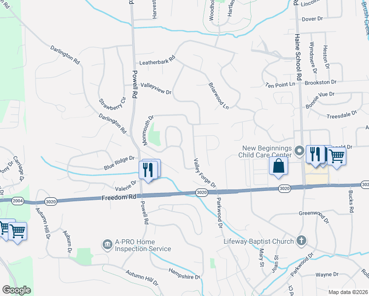 map of restaurants, bars, coffee shops, grocery stores, and more near 48 Monmouth Drive in Cranberry Township