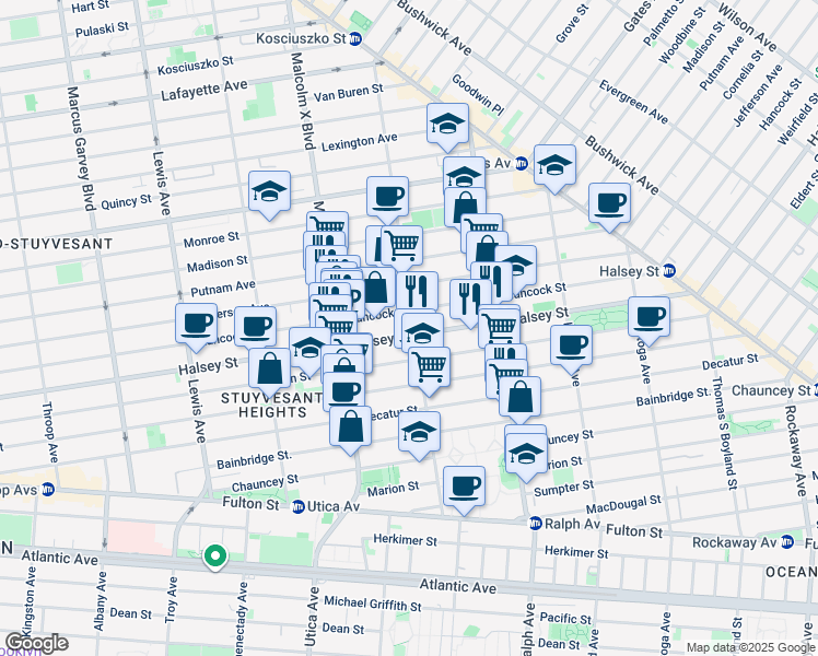 map of restaurants, bars, coffee shops, grocery stores, and more near in Brooklyn