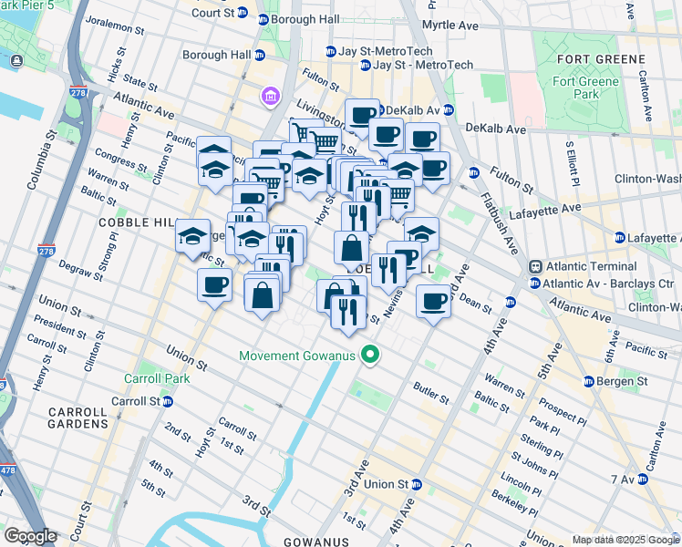 map of restaurants, bars, coffee shops, grocery stores, and more near in Brooklyn