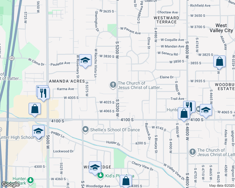 map of restaurants, bars, coffee shops, grocery stores, and more near 3991 South 5200 West in West Valley City