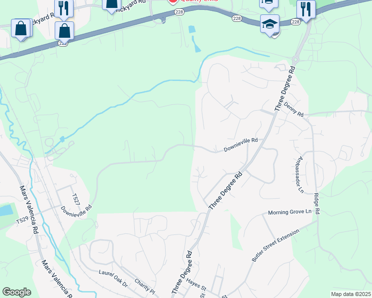 map of restaurants, bars, coffee shops, grocery stores, and more near 252 Downieville Road in Valencia