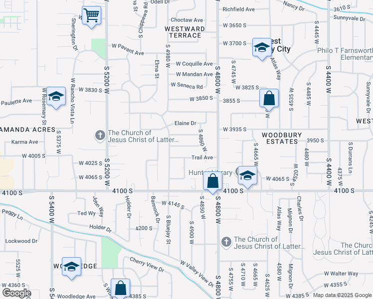 map of restaurants, bars, coffee shops, grocery stores, and more near 4915 West Janette Avenue in West Valley City