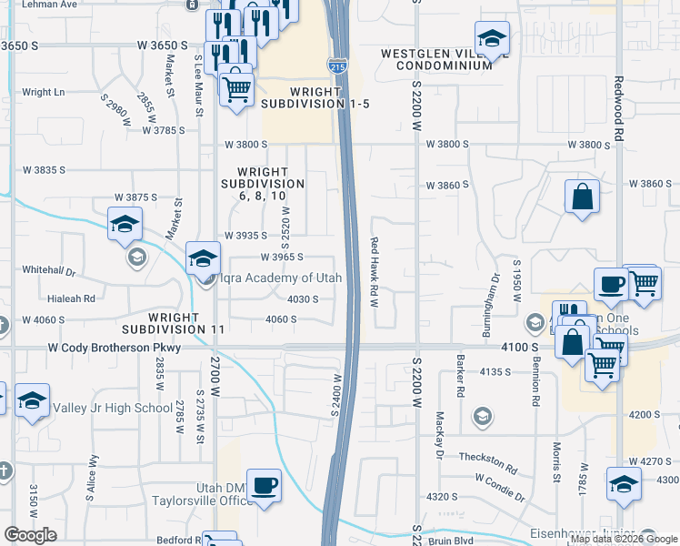 map of restaurants, bars, coffee shops, grocery stores, and more near 2417 3995 South in West Valley City