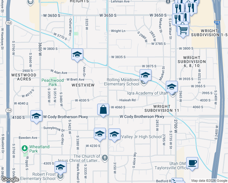 map of restaurants, bars, coffee shops, grocery stores, and more near 4005 Hialeah Road in West Valley City