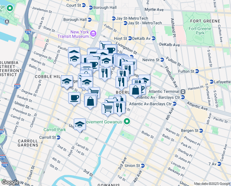 map of restaurants, bars, coffee shops, grocery stores, and more near in Brooklyn