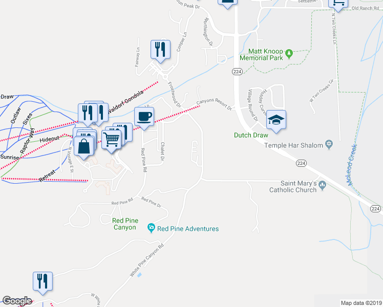 map of restaurants, bars, coffee shops, grocery stores, and more near Blackstone Drive in Park City