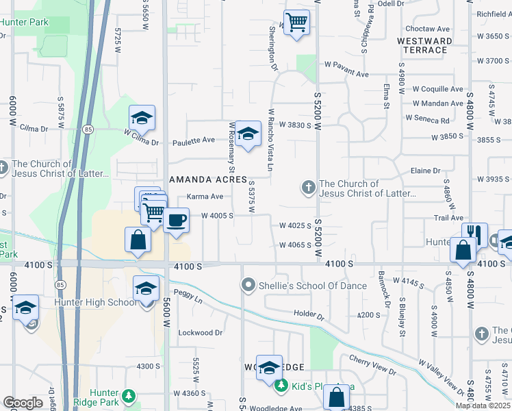 map of restaurants, bars, coffee shops, grocery stores, and more near 3985 South 5375 West in West Valley City