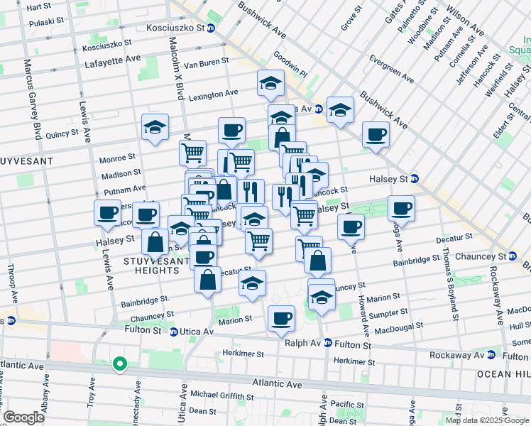 map of restaurants, bars, coffee shops, grocery stores, and more near in Brooklyn