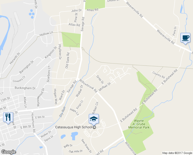 map of restaurants, bars, coffee shops, grocery stores, and more near 100 Gray Drive in Northampton