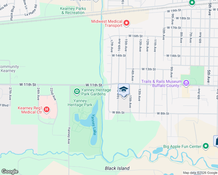 map of restaurants, bars, coffee shops, grocery stores, and more near 1009 17th Avenue in Kearney