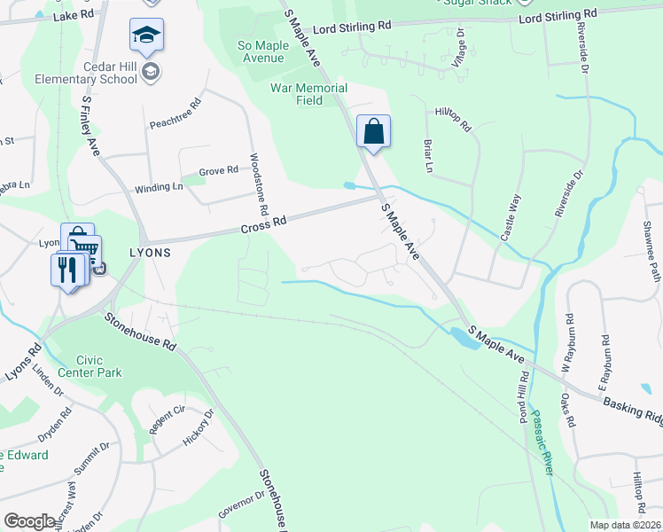 map of restaurants, bars, coffee shops, grocery stores, and more near 19 Bradford Lane in Basking Ridge