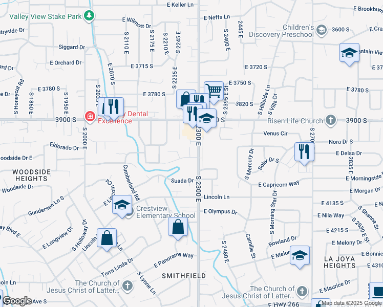 map of restaurants, bars, coffee shops, grocery stores, and more near 3995 South 2280 East in Holladay
