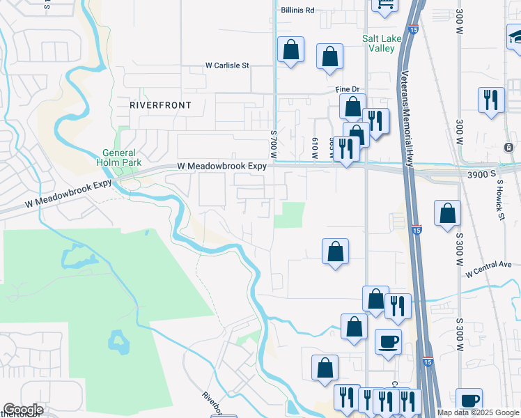 map of restaurants, bars, coffee shops, grocery stores, and more near 4016 South 700 West in Murray