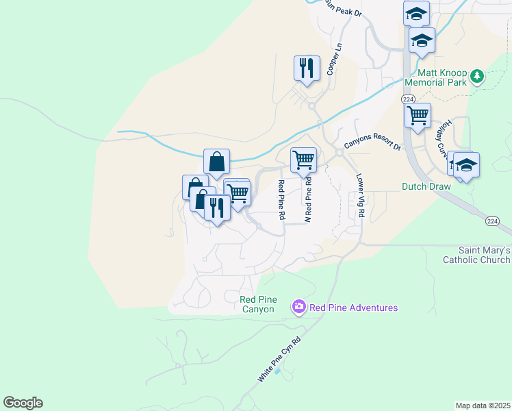 map of restaurants, bars, coffee shops, grocery stores, and more near 2669 West Canyons Resort Drive in Park City
