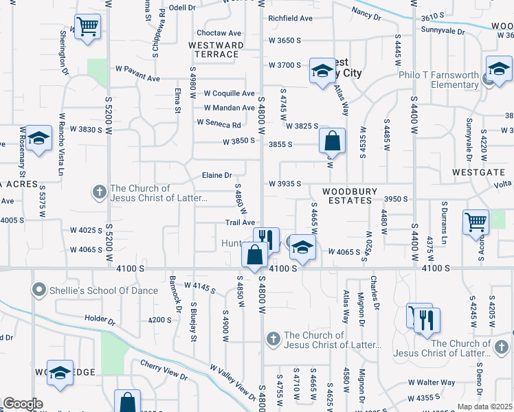 map of restaurants, bars, coffee shops, grocery stores, and more near 3978 South 4800 West in West Valley City