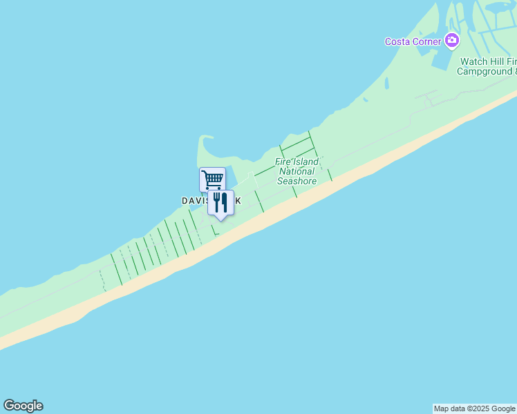 map of restaurants, bars, coffee shops, grocery stores, and more near 11 Danes Street in Patchogue