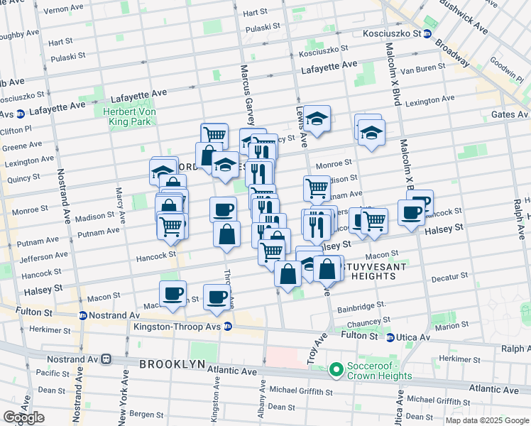 map of restaurants, bars, coffee shops, grocery stores, and more near in Brooklyn