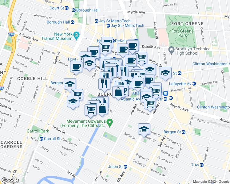map of restaurants, bars, coffee shops, grocery stores, and more near in Brooklyn