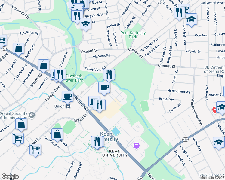 map of restaurants, bars, coffee shops, grocery stores, and more near 122 Mary Alice Ct in Union