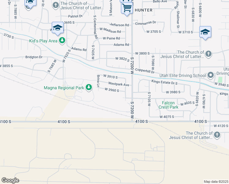 map of restaurants, bars, coffee shops, grocery stores, and more near 7303 West 3960 South in Magna