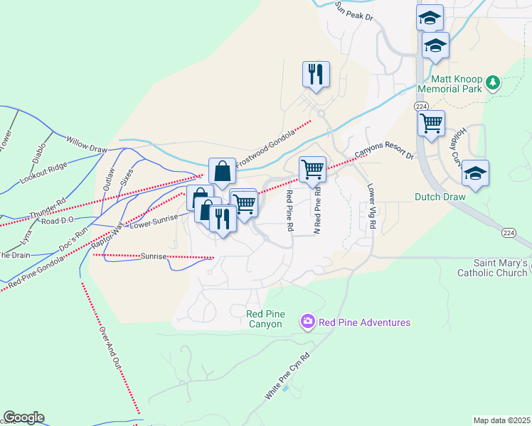 map of restaurants, bars, coffee shops, grocery stores, and more near 2669 West Canyons Resort Drive in Park City