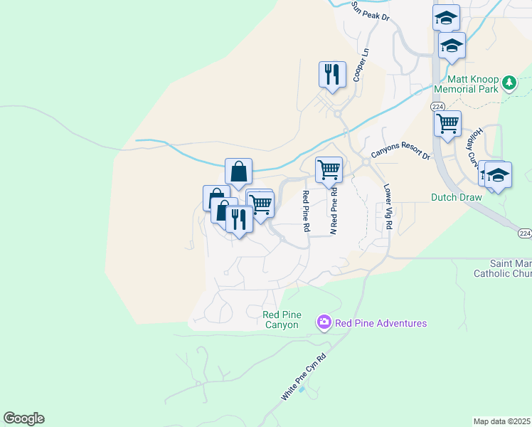 map of restaurants, bars, coffee shops, grocery stores, and more near 2670 Canyons Resort Drive in Park City