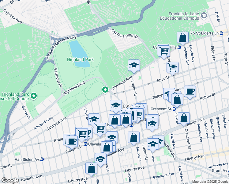 map of restaurants, bars, coffee shops, grocery stores, and more near 113 Force Tube Avenue in Brooklyn
