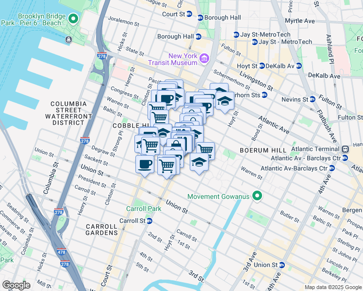map of restaurants, bars, coffee shops, grocery stores, and more near in Brooklyn