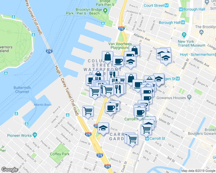 map of restaurants, bars, coffee shops, grocery stores, and more near in Brooklyn